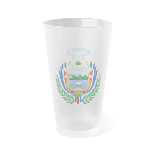 Coat of arms of Costa Rica (1848-1906) - Frosted Pint Glass 16oz Default Title - Go Mug Yourself