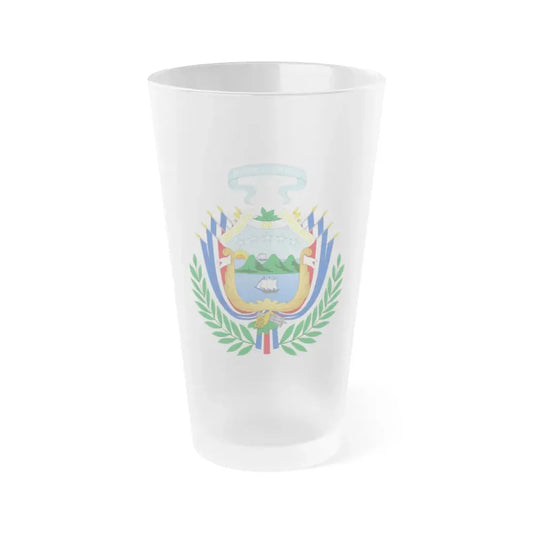 Coat of arms of Costa Rica (1848-1906) - Frosted Pint Glass 16oz Default Title - Go Mug Yourself