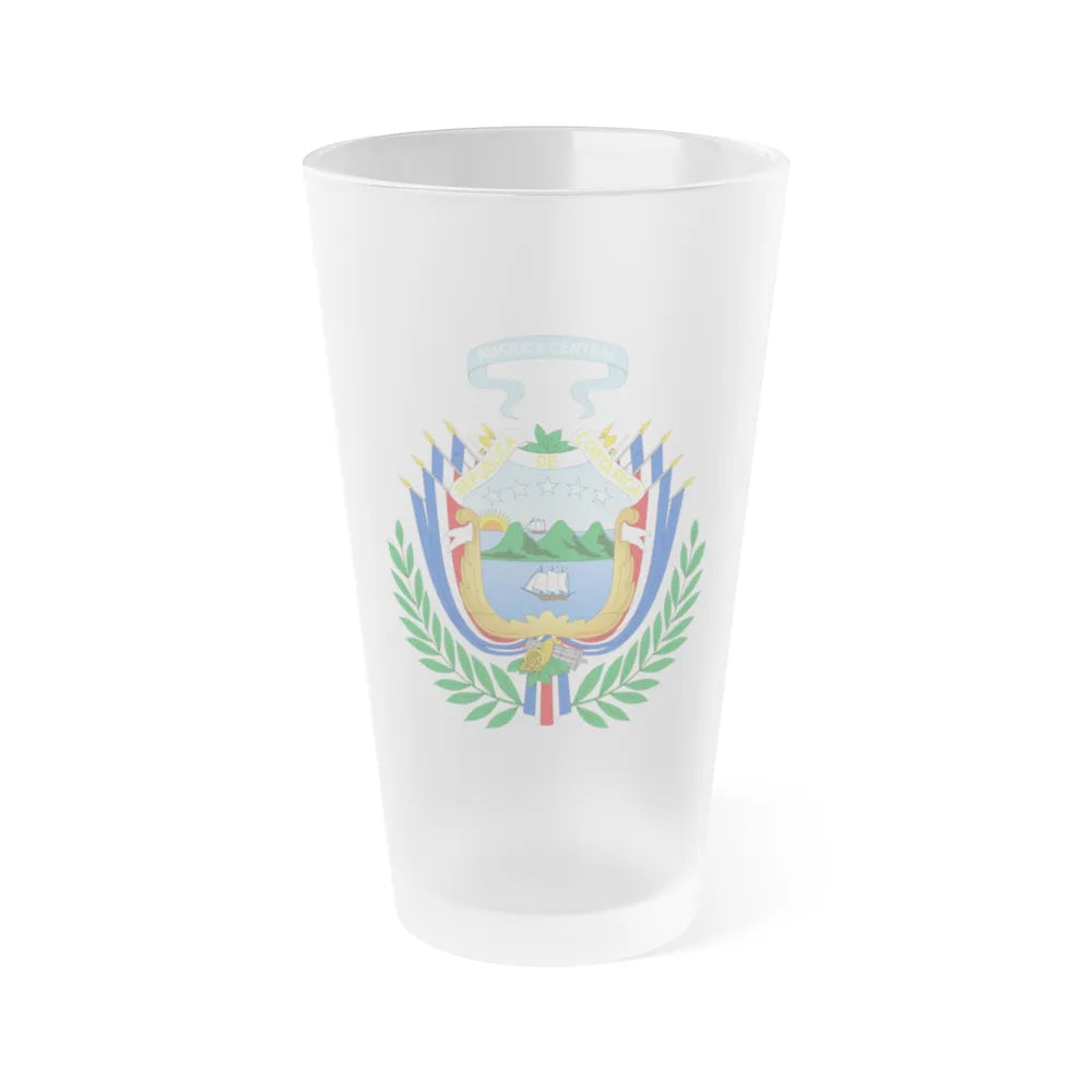 Coat of arms of Costa Rica (1848-1906) - Frosted Pint Glass 16oz-Go Mug Yourself