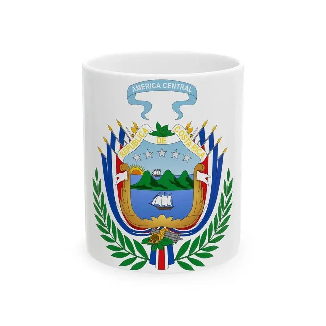 Coat of arms of Costa Rica (1848-1906) - White Coffee Mug 11oz - Go Mug Yourself