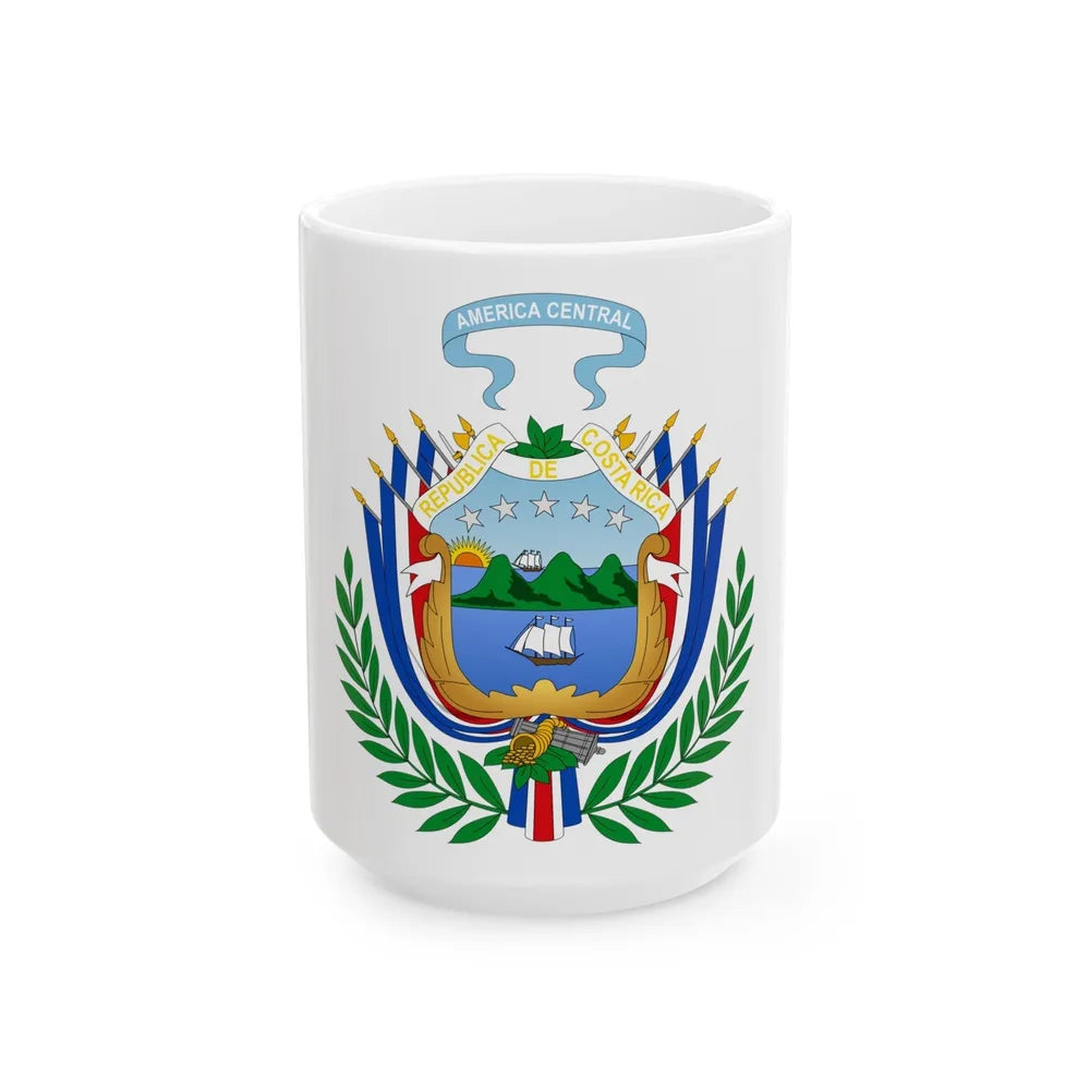 Coat of arms of Costa Rica (1848-1906) - White Coffee Mug-15oz-Go Mug Yourself