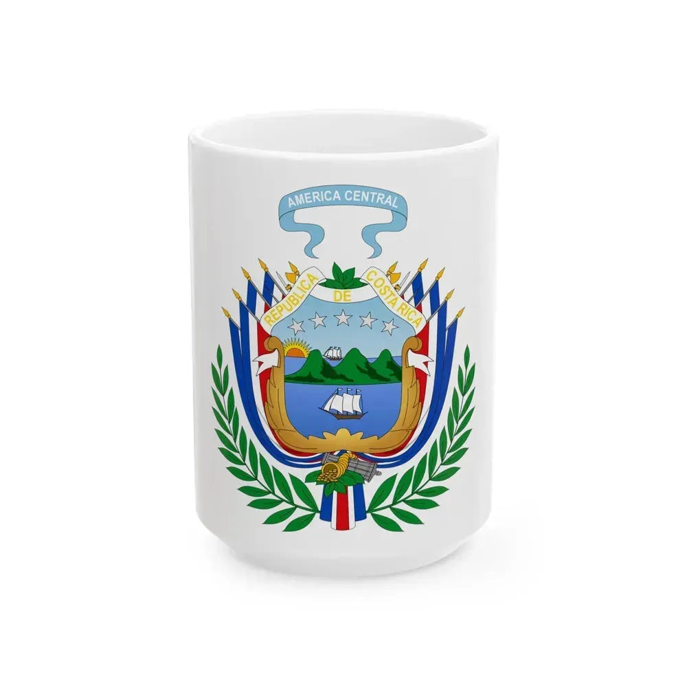 Coat of arms of Costa Rica (1848-1906) - White Coffee Mug 15oz - Go Mug Yourself