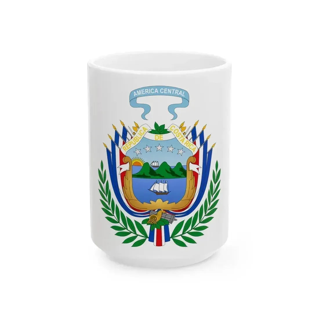 Coat of arms of Costa Rica (1848-1906) - White Coffee Mug 15oz - Go Mug Yourself