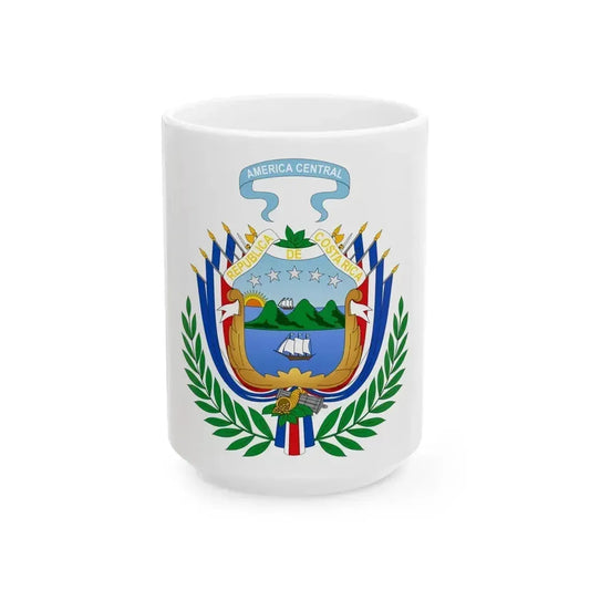 Coat of arms of Costa Rica (1848-1906) - White Coffee Mug 15oz - Go Mug Yourself