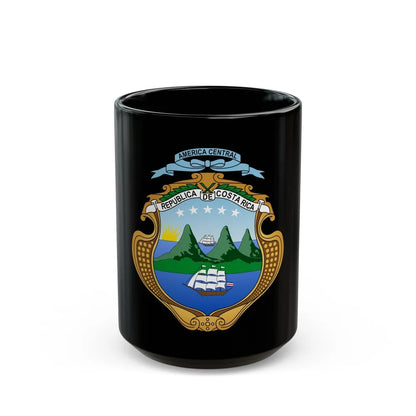 Coat of arms of Costa Rica (1906-1964) - Black Coffee Mug-15oz-Go Mug Yourself