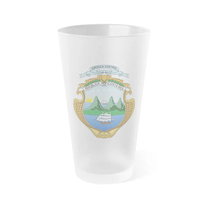 Coat of arms of Costa Rica (1906-1964) - Frosted Pint Glass 16oz-Go Mug Yourself