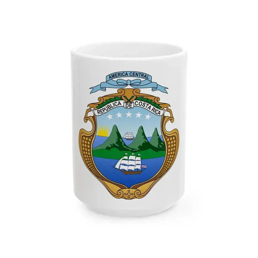 Coat of arms of Costa Rica (1906-1964) - White Coffee Mug 15oz - Go Mug Yourself
