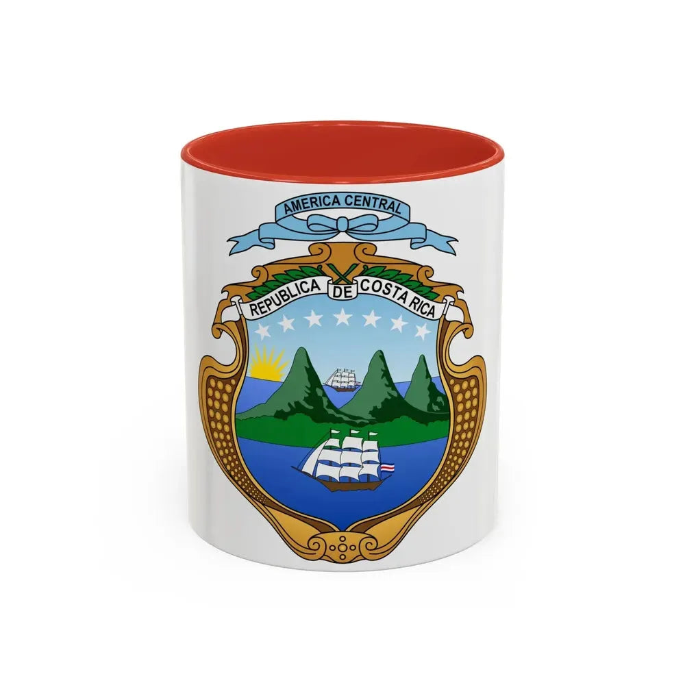 Coat of arms of Costa Rica (1964-1998) - Accent Coffee Mug 11oz Red - Go Mug Yourself