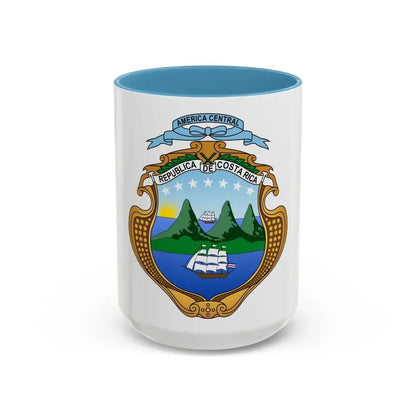 Coat of arms of Costa Rica (1964-1998) - Accent Coffee Mug 15oz Light Blue - Go Mug Yourself
