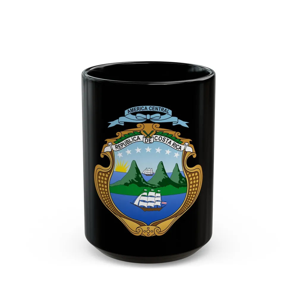 Coat of arms of Costa Rica (1964-1998) - Black Coffee Mug-15oz-Go Mug Yourself