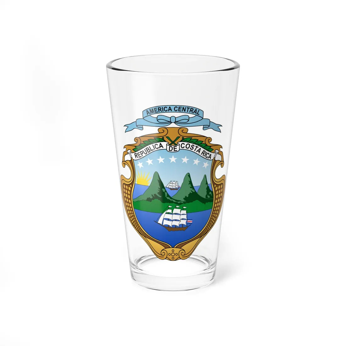 Coat of arms of Costa Rica 1964-1998 (Costa Rica) (Coat of Arms) Pint Glass 16oz 16oz - Go Mug Yourself
