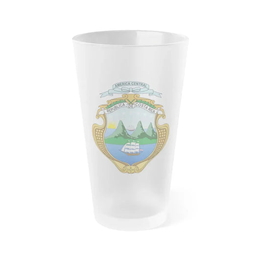 Coat of arms of Costa Rica (1964-1998) - Frosted Pint Glass 16oz Default Title - Go Mug Yourself