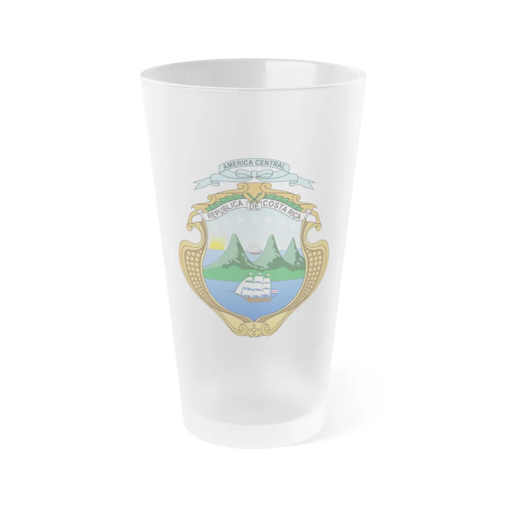 Coat of arms of Costa Rica (1964-1998) - Frosted Pint Glass 16oz-Go Mug Yourself