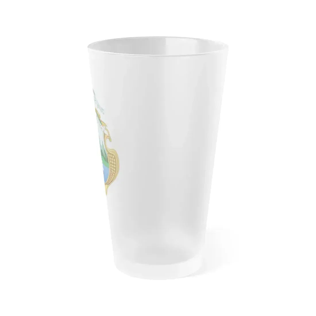 Coat of arms of Costa Rica (1964-1998) - Frosted Pint Glass 16oz - Go Mug Yourself