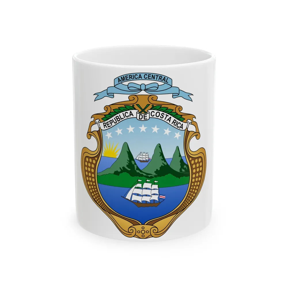 Coat of arms of Costa Rica (1964-1998) - White Coffee Mug-11oz-Go Mug Yourself