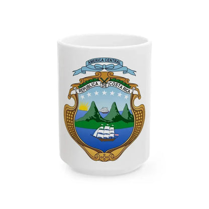 Coat of arms of Costa Rica (1964-1998) - White Coffee Mug 15oz - Go Mug Yourself