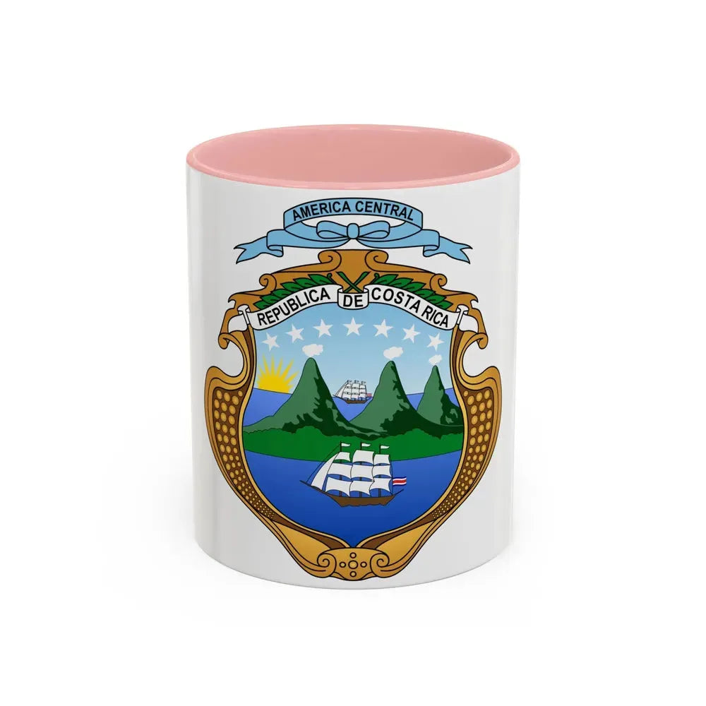 Coat of arms of Costa Rica - Accent Coffee Mug 11oz Pink - Go Mug Yourself