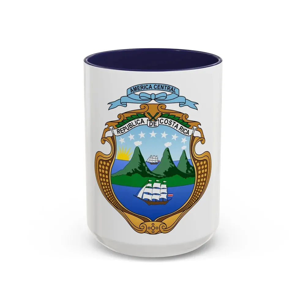 Coat of arms of Costa Rica - Accent Coffee Mug 15oz Navy - Go Mug Yourself