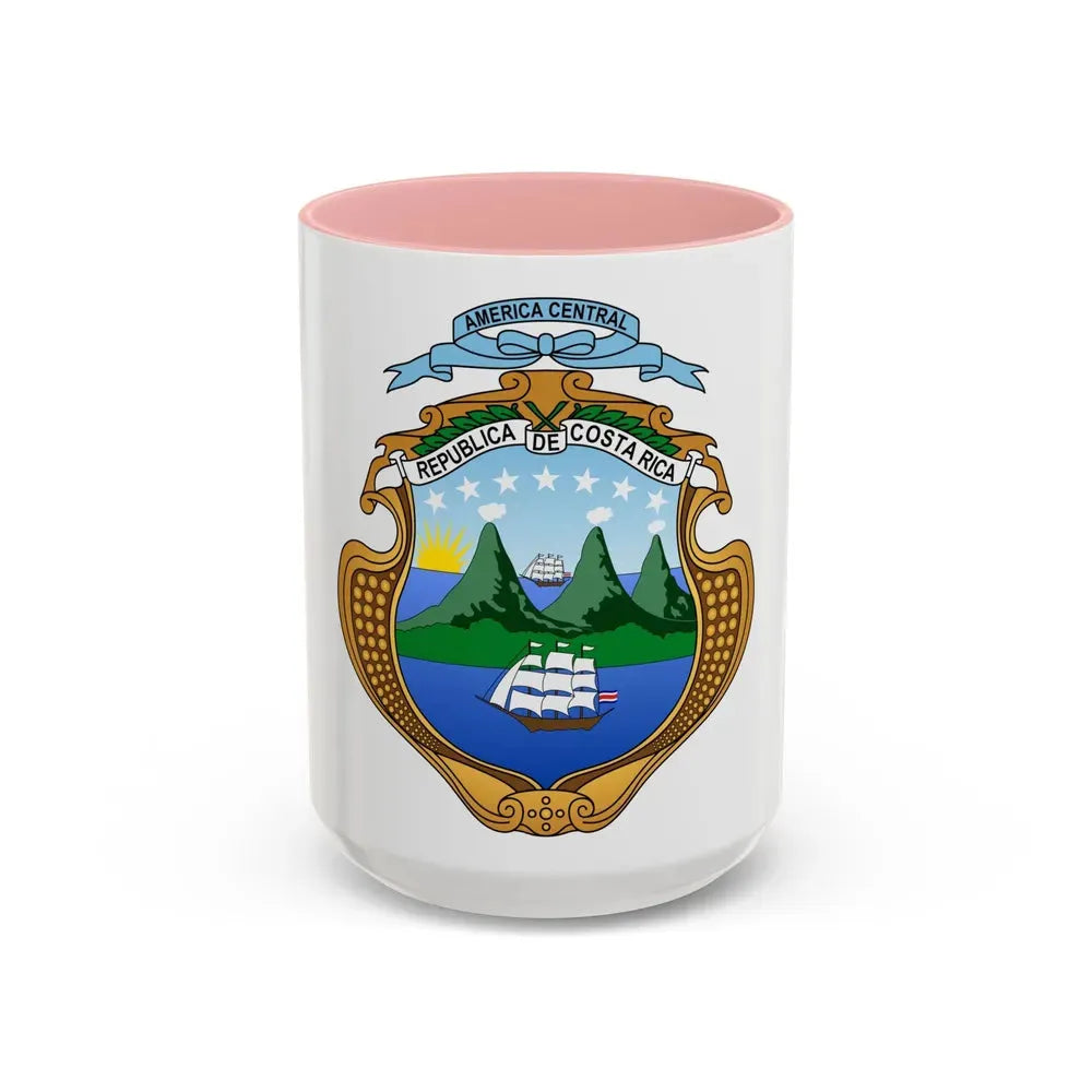 Coat of arms of Costa Rica - Accent Coffee Mug 15oz Pink - Go Mug Yourself