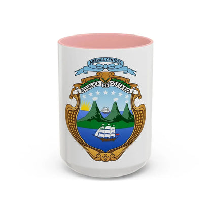Coat of arms of Costa Rica - Accent Coffee Mug 15oz Pink - Go Mug Yourself