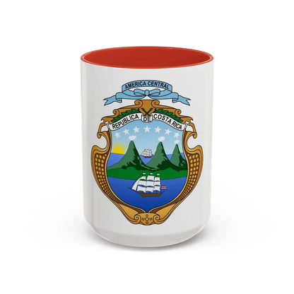 Coat of arms of Costa Rica - Accent Coffee Mug 15oz Red - Go Mug Yourself