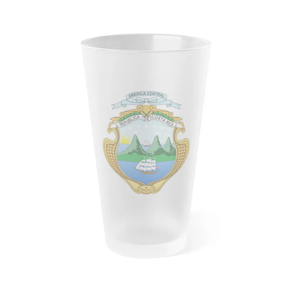 Coat of arms of Costa Rica - Frosted Pint Glass 16oz-Go Mug Yourself