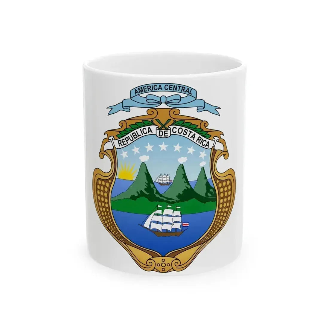 Coat of arms of Costa Rica - White Coffee Mug 11oz - Go Mug Yourself