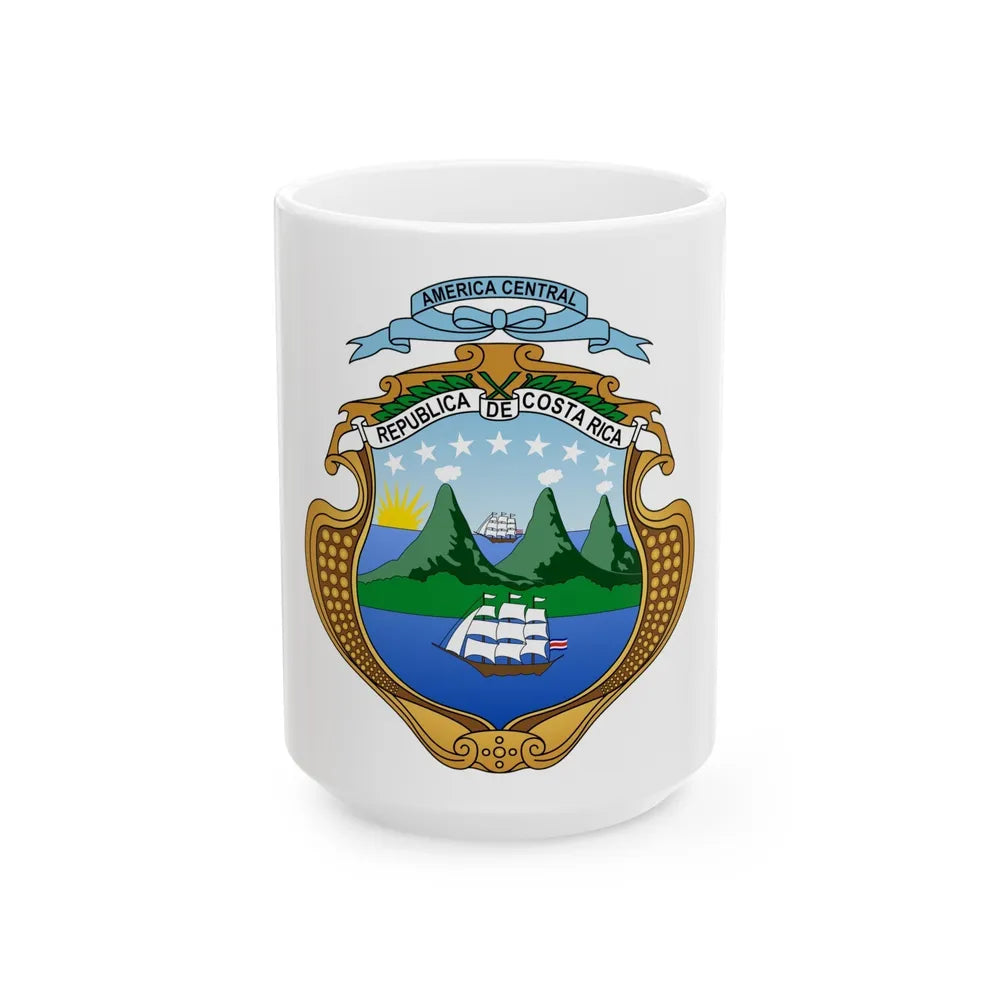 Coat of arms of Costa Rica - White Coffee Mug-15oz-Go Mug Yourself