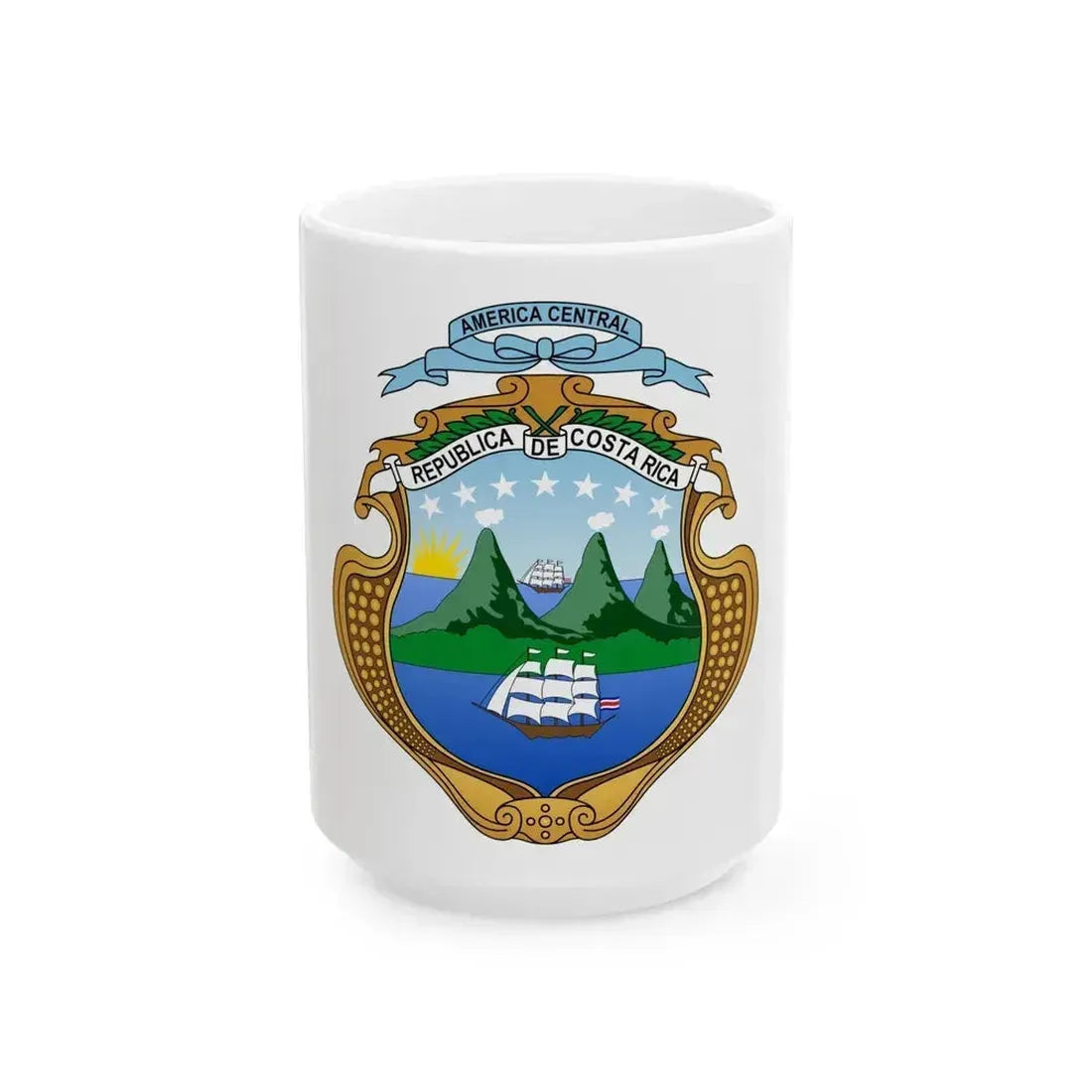 Coat of arms of Costa Rica - White Coffee Mug 15oz - Go Mug Yourself