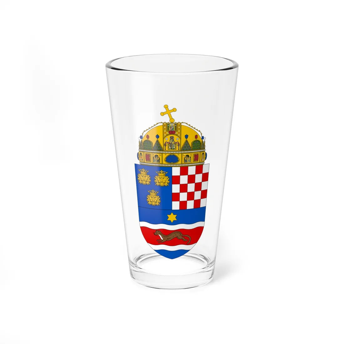 Coat of arms of Croatia 1868-1918 with crown (Croatia) (Coat of Arms) Pint Glass 16oz 16oz - Go Mug Yourself