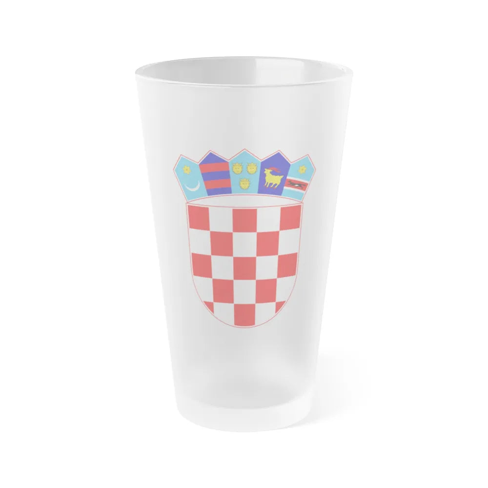 Coat of arms of Croatia - Frosted Pint Glass 16oz-Go Mug Yourself