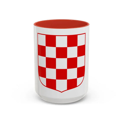 Coat of arms of Croatia (white chequy) - Accent Coffee Mug 15oz Red - Go Mug Yourself