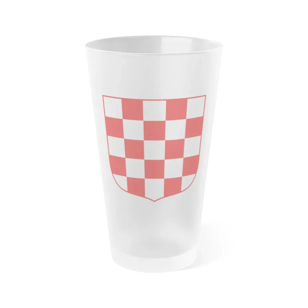 Coat of arms of Croatia (white chequy) - Frosted Pint Glass 16oz Default Title - Go Mug Yourself