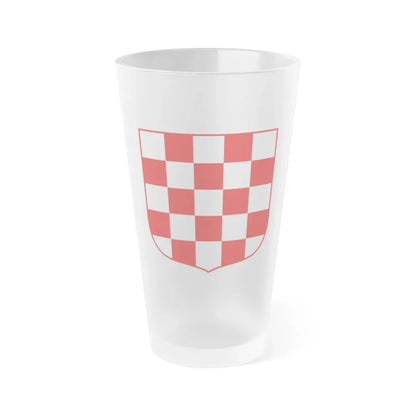 Coat of arms of Croatia (white chequy) - Frosted Pint Glass 16oz Default Title - Go Mug Yourself