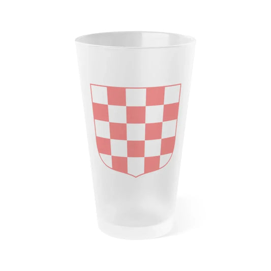 Coat of arms of Croatia (white chequy) - Frosted Pint Glass 16oz Default Title - Go Mug Yourself