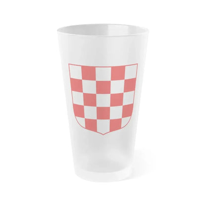 Coat of arms of Croatia (white chequy) - Frosted Pint Glass 16oz Default Title - Go Mug Yourself