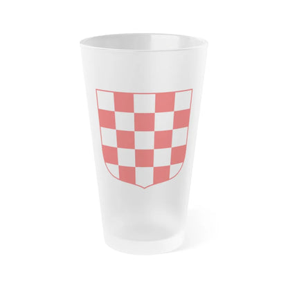 Coat of arms of Croatia (white chequy) - Frosted Pint Glass 16oz-Go Mug Yourself