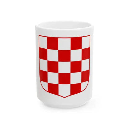 Coat of arms of Croatia (white chequy) - White Coffee Mug 15oz - Go Mug Yourself