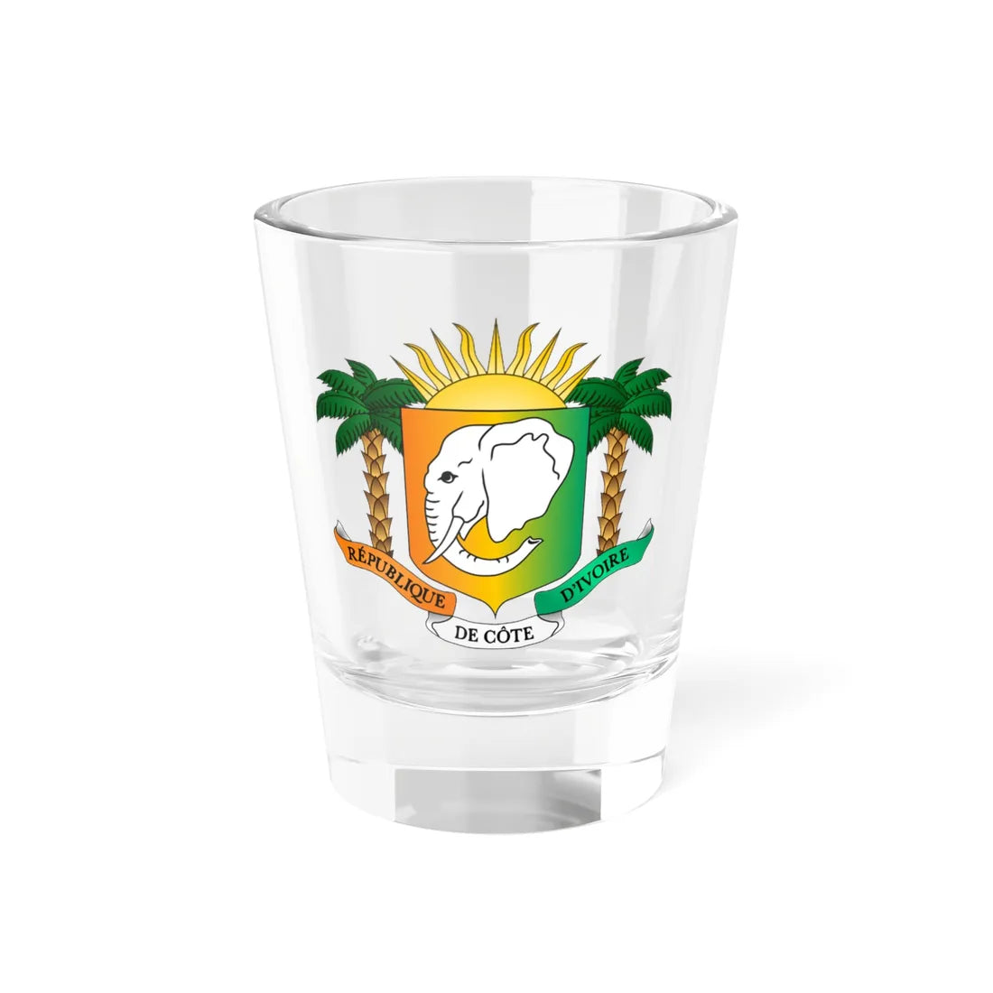 Coat of arms of Côte dIvoire 1997-2001 variant (Coat of Arms) Shot Glass 1.5oz 1.5oz - Go Mug Yourself