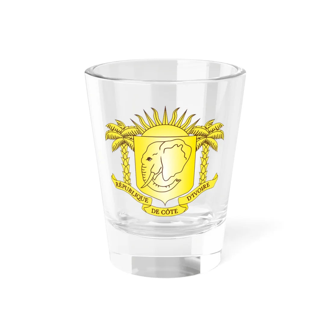 Coat of arms of Côte dIvoire 2001-2011 variant (Coat of Arms) Shot Glass 1.5oz 1.5oz - Go Mug Yourself