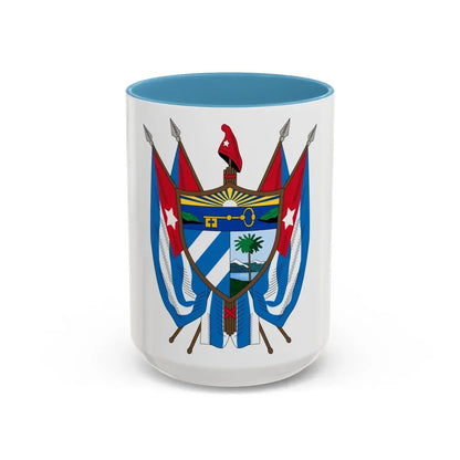 Coat of arms of Cuba (19th century) - Accent Coffee Mug 15oz Light Blue - Go Mug Yourself