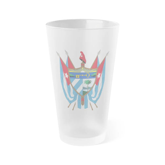 Coat of arms of Cuba (19th century) - Frosted Pint Glass 16oz-Go Mug Yourself