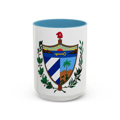 Coat of arms of Cuba - Accent Coffee Mug 15oz Light Blue - Go Mug Yourself