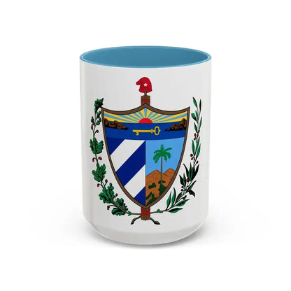 Coat of arms of Cuba - Accent Coffee Mug 15oz Light Blue - Go Mug Yourself