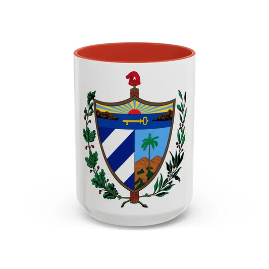 Coat of arms of Cuba - Accent Coffee Mug 15oz Red - Go Mug Yourself