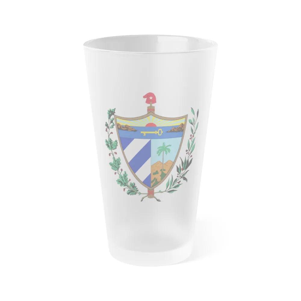 Coat of arms of Cuba - Frosted Pint Glass 16oz-Go Mug Yourself