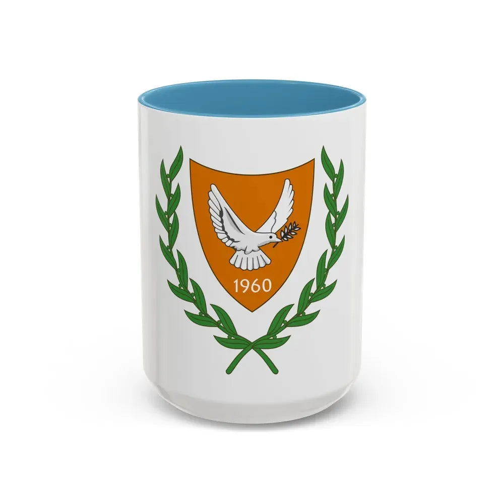Coat of arms of Cyprus (2006) - Accent Coffee Mug 15oz Light Blue - Go Mug Yourself