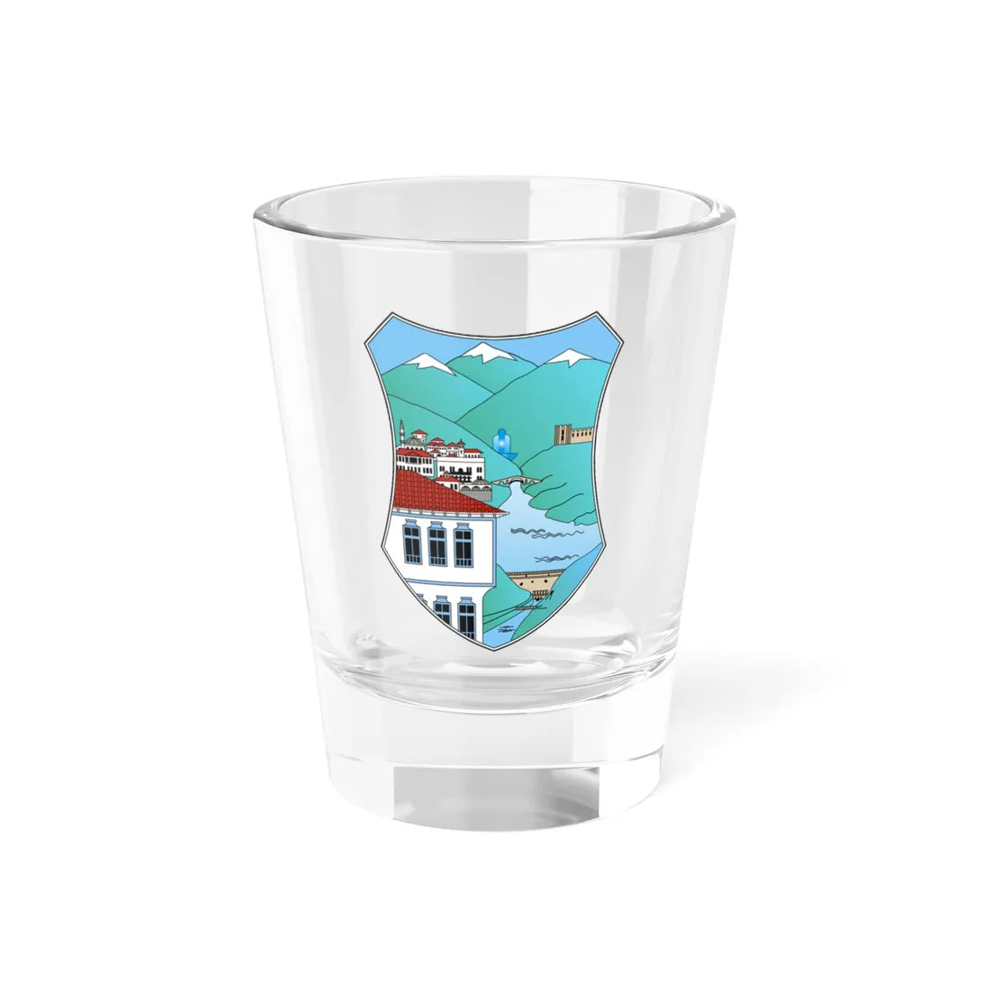 Coat of arms of Debar Municipality (North Macedonia) (Coat of Arms) Shot Glass 1.5oz 1.5oz - Go Mug Yourself