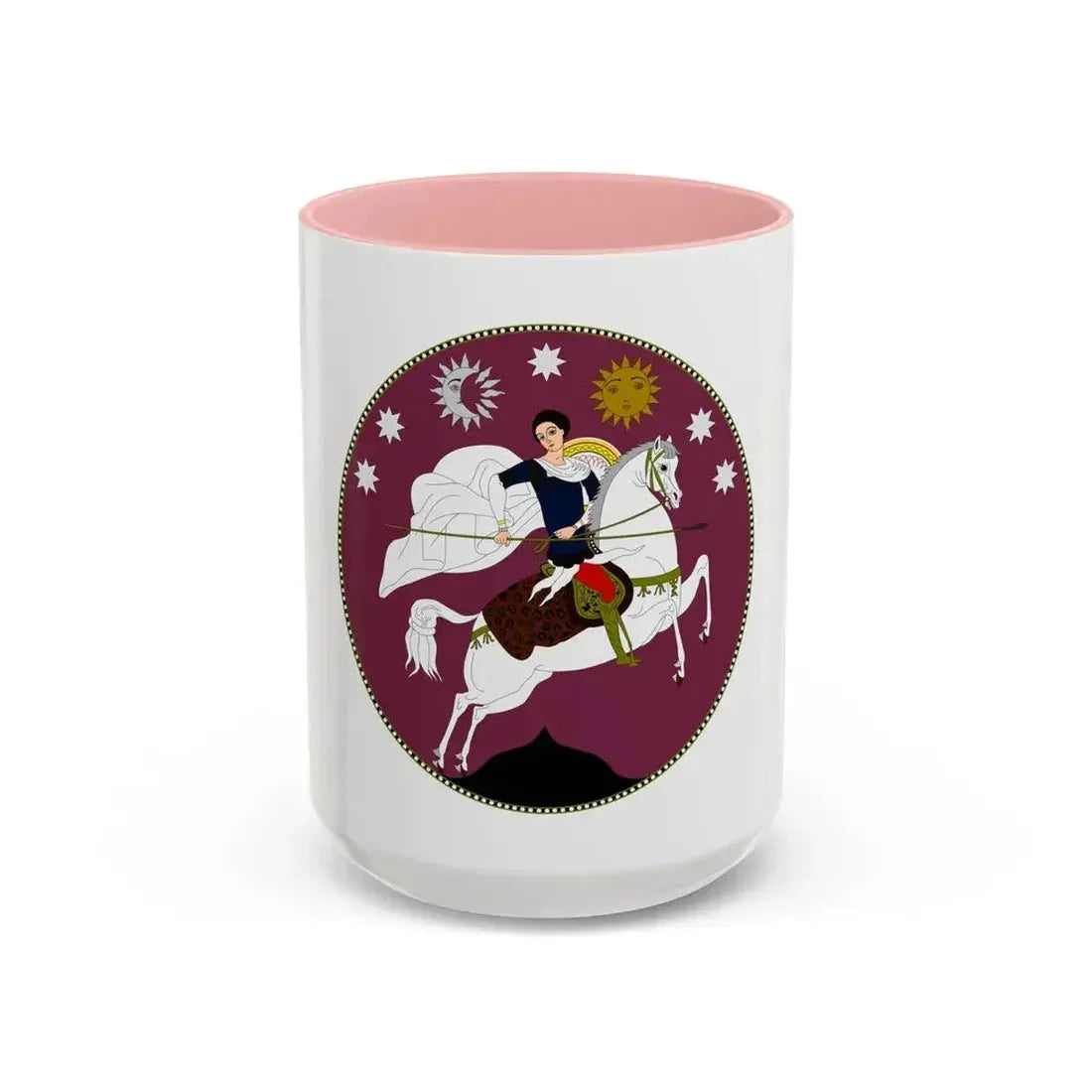 Coat of Arms of Democratic Republic of Georgia - Accent Coffee Mug 15oz Pink - Go Mug Yourself