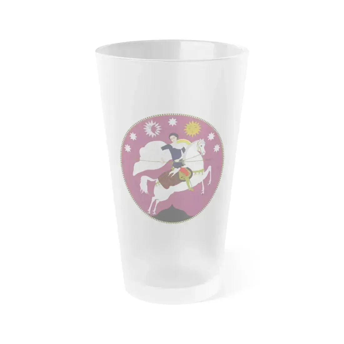 Coat of Arms of Democratic Republic of Georgia - Frosted Pint Glass 16oz 16oz Frosted - Go Mug Yourself